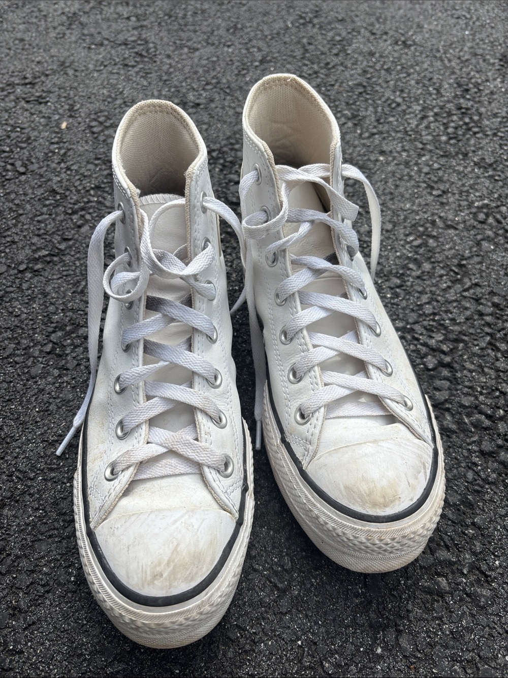 Converse White Platform High-Top Leather Sneakers